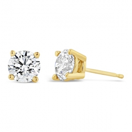 Eternalle Lab-Grown 14k Yellow Gold Solitaire Earrings 1 1/2 ct. tw.