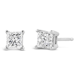 14k White Gold Solitaire Earrings 3/4 ct. tw.