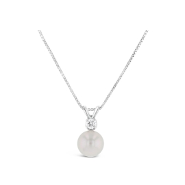 Cultured 14k White Gold Cultured Pearl Pendant .07 ct. tw.