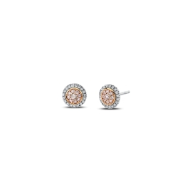 18k Rose Gold and Platinum Pink Diamond Earrings 1/2 ct. tw.