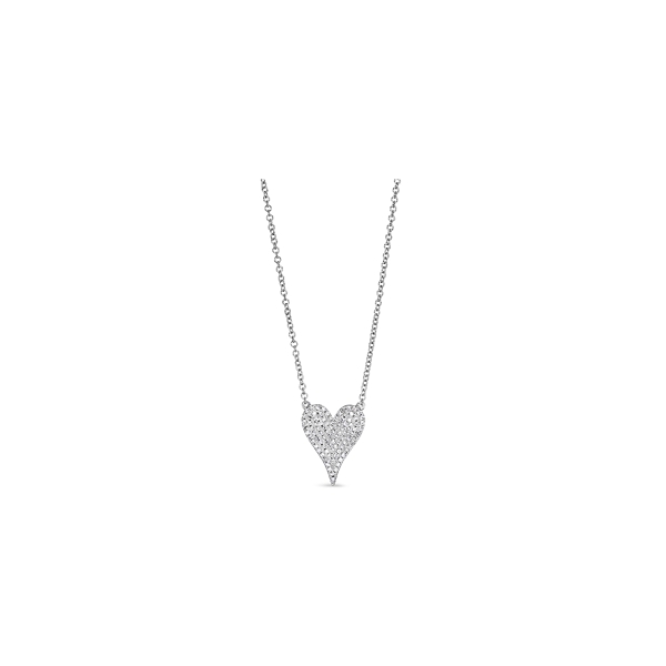Shy Creation 14k White Gold Diamond Heart Necklace 1/5 ct. tw.