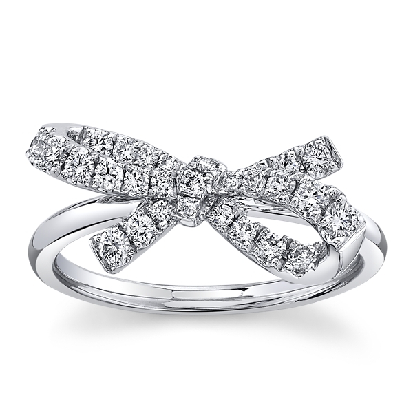 Memoire 18k White Gold Diamond Wedding Ring 3/8 ct. tw.