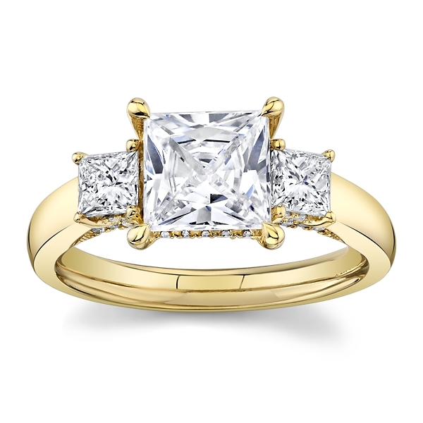 Suns and Roses 14k Yellow Gold Diamond Engagement Ring Setting 3/4 ct. tw.