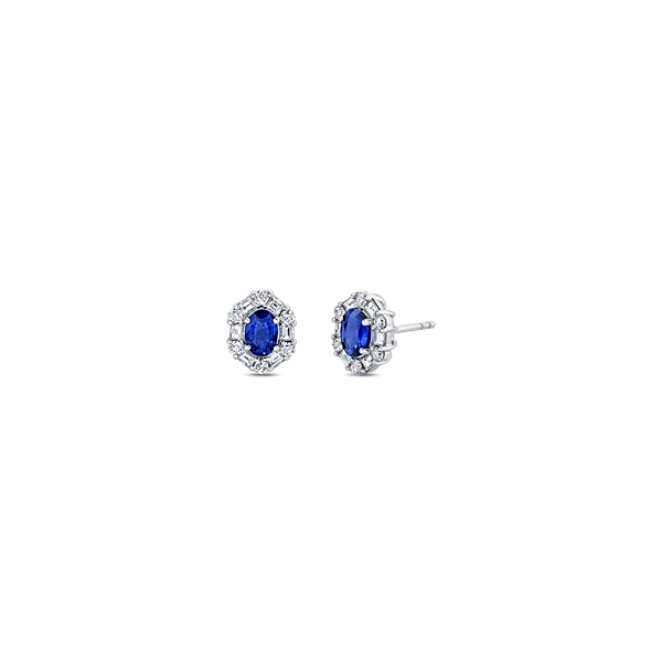 Mark Henry 18k White Gold Blue Sapphire and Diamond Earrings 5/8 ct. tw.