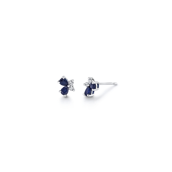 14k White Gold Blue Sapphire Diamond Earrings 1/8 ct. tw.