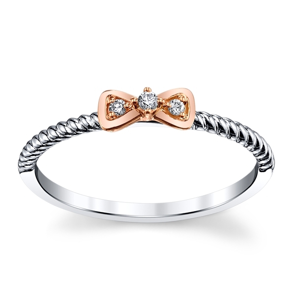 Cherish 10k White Gold and 10k Rose Gold Diamond Promise Ring .02 ct. tw.