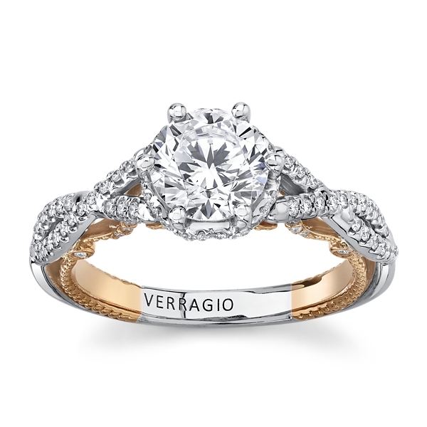 Verragio 18k White Gold & 18k Rose Gold Diamond Engagement Ring Setting 1/3 ct. tw.