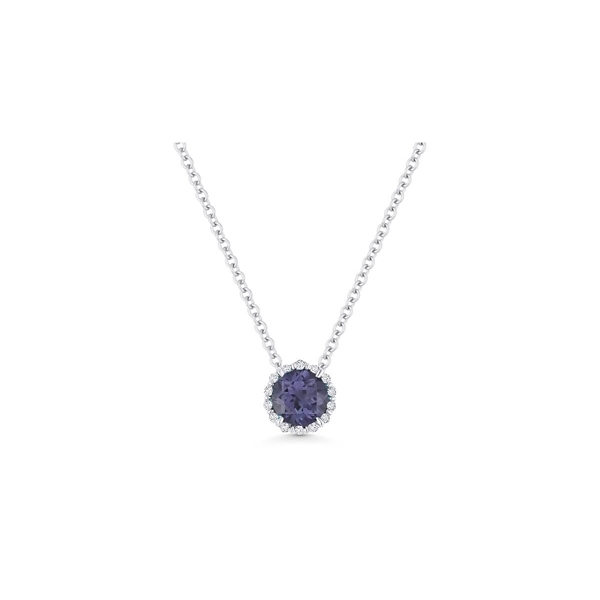 14k White Gold Lab Created Alexandrite and Diamond Necklace .04 ct. tw.