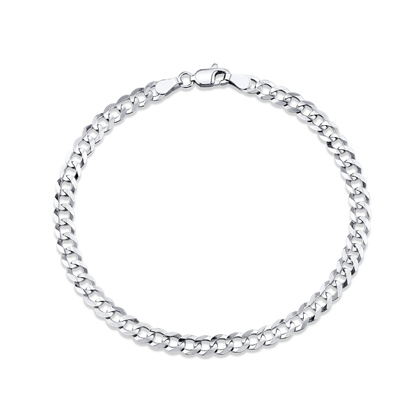 14k White Gold 8" Curb Chain Bracelet