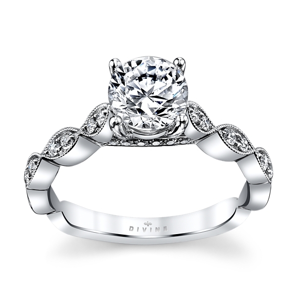 Divine 14k White Gold Diamond Engagement Ring Setting 1/6 ct. tw.