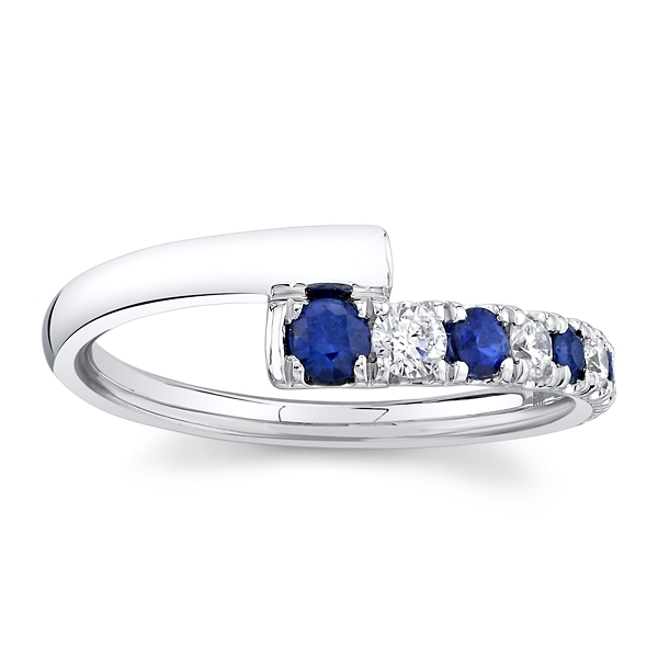 Mark Henry 18k White Gold Blue Sapphire Diamond Fashion Ring 1/5 ct. tw.