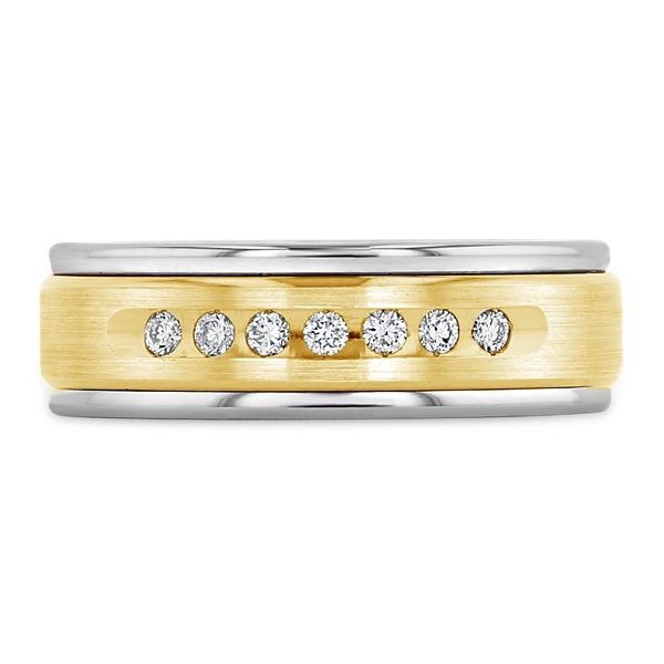 Triton Tungsten and 14k Yellow Gold and Sterling Silver 8 mm Diamond Wedding Band 1/4 ct. tw.