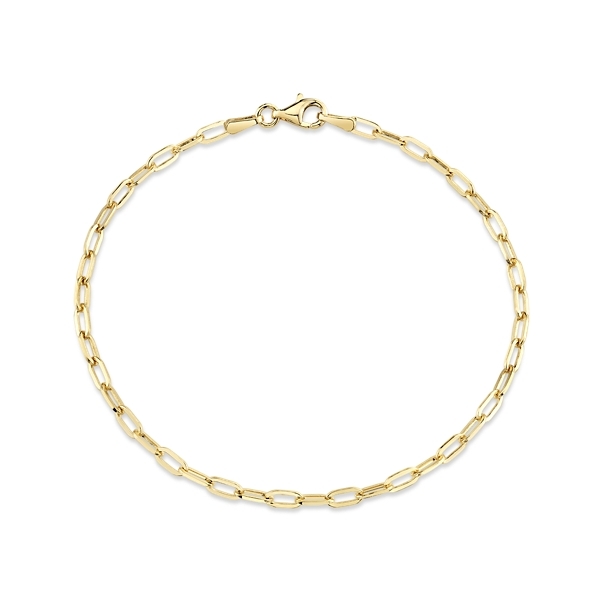 14k Yellow Gold 7.25" Paperclip Link Chain Bracelet