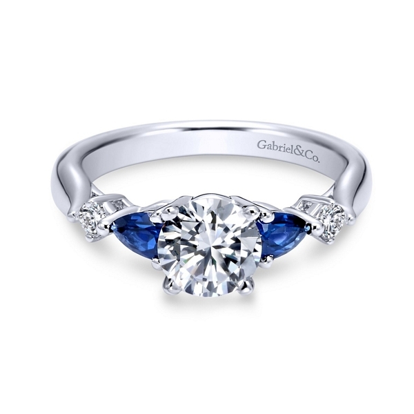 Gabriel & Co. 14k White Gold Blue Sapphire Diamond Engagement Ring Setting 1/10 ct. tw.
