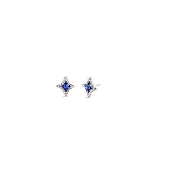 Mark Henry 18k White Gold Blue Sapphire and Diamond Earrings 1/4 ct. tw.