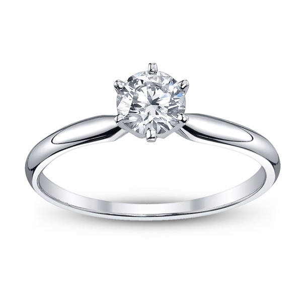 14k White Gold Round 5/8 ct. tw. Solitaire Diamond Engagement Ring