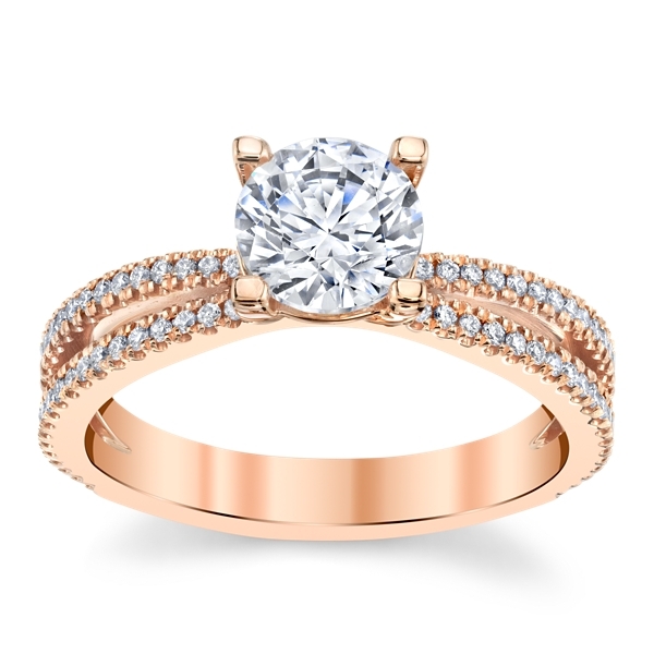 Suns and Roses 14k Rose Gold Diamond Engagement Ring Setting 1/4 ct. tw.