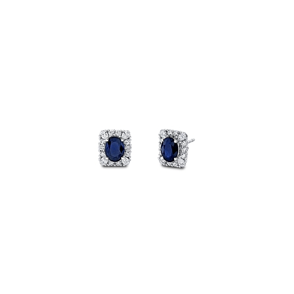 18k White Gold Blue Sapphire Diamond Earrings 1 ct. tw.
