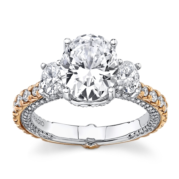 Verragio 18k White Gold and 18k Rose Gold Diamond Engagement Ring Setting 1 1/3 ct. tw.