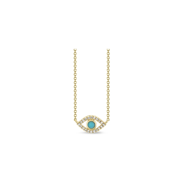 Shy Creation 14k Yellow Gold Turquoise Diamond Necklace .06 ct. tw.
