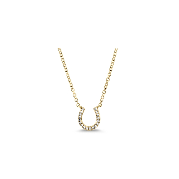 Shy Creation 14k Yellow Gold Horseshoe Diamond Necklace .06 ct. tw.