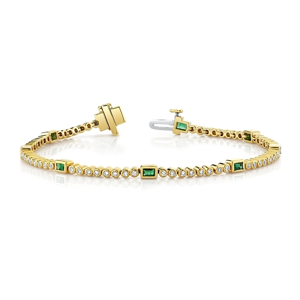 Mark Henry 18k Yellow Gold Emerald and Diamond Bracelet 5/8 ct. tw.