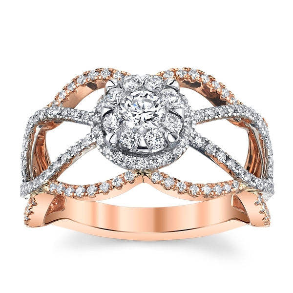 Cherish 14k Rose and 14k White Gold Diamond Engagement Ring 3/4 ct. tw.
