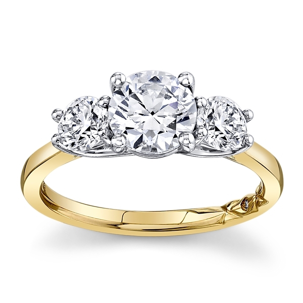 A.Jaffe 18k Yellow Gold and Platinum Head Diamond Engagement Ring Setting 1/2 ct. tw.