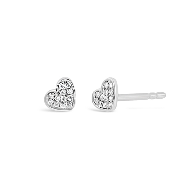 14k White Gold Heart Diamond Earrings .04 ct. tw.