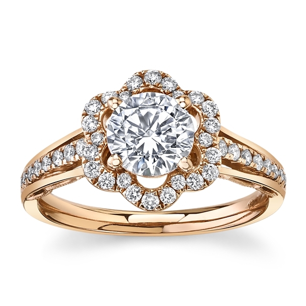 RB Signature 14k Rose Gold Diamond Engagement Ring Setting 1/3 ct. tw.