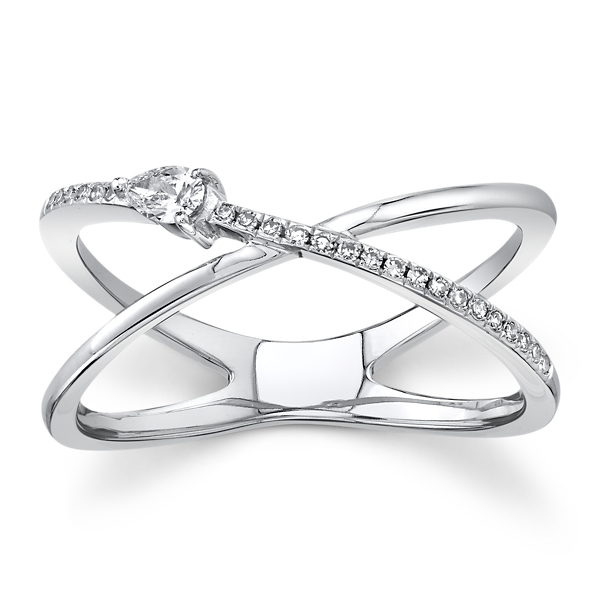 Shy Creation 14k White Gold Diamond Wedding Ring 1/8 ct. tw.
