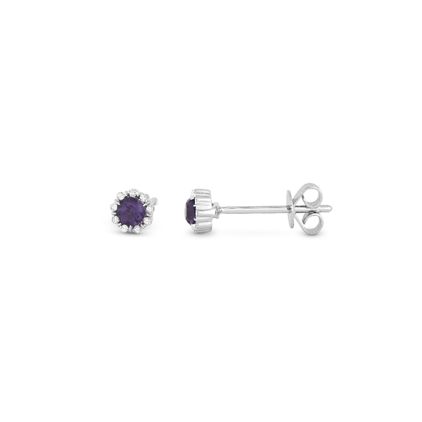 14k White Gold Lab Created Alexandrite and Diamond Earrings .05 ct. tw.