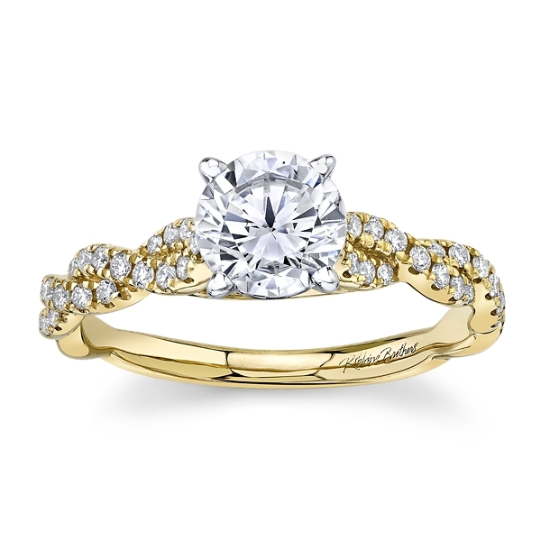 RB Signature 14k Yellow Gold and 14k White Diamond Engagement Ring Setting 1/4 ct. tw.