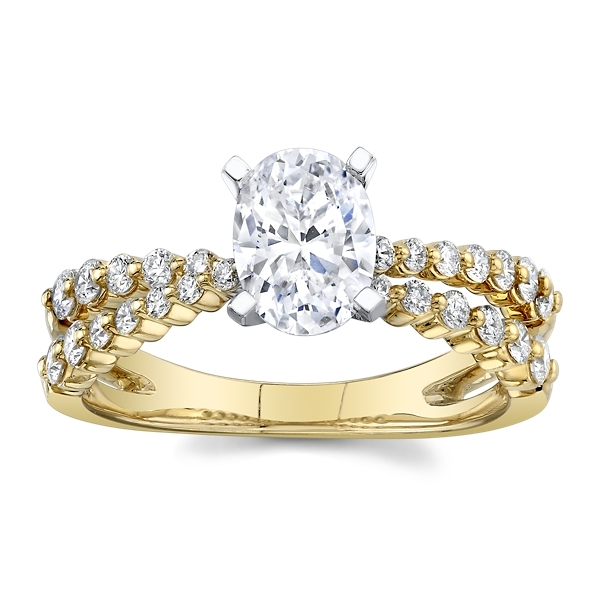 RB Signature 14k Yellow Gold and 14k White Gold Diamond Engagement Ring Setting 1/2 ct. tw.