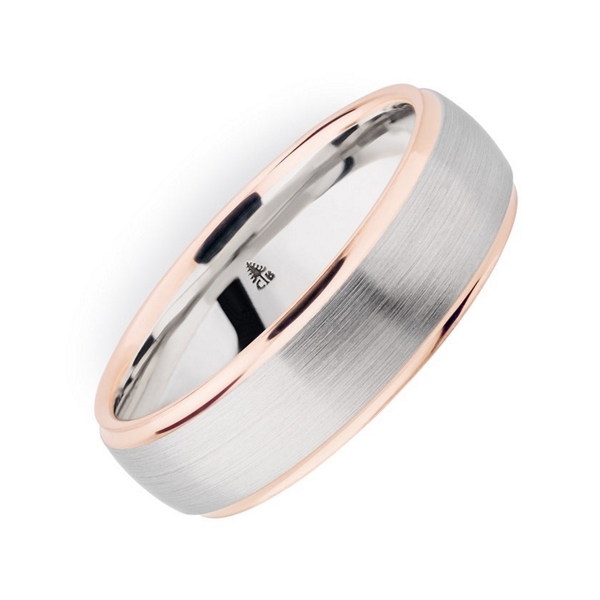 Christian Bauer Palladium and 14k Red Gold 6.5 mm Wedding Band