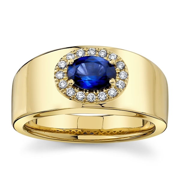 Mark Henry 18k Yellow Gold Blue Sapphire and Diamond Fashion Ring 1/10 ct. tw.