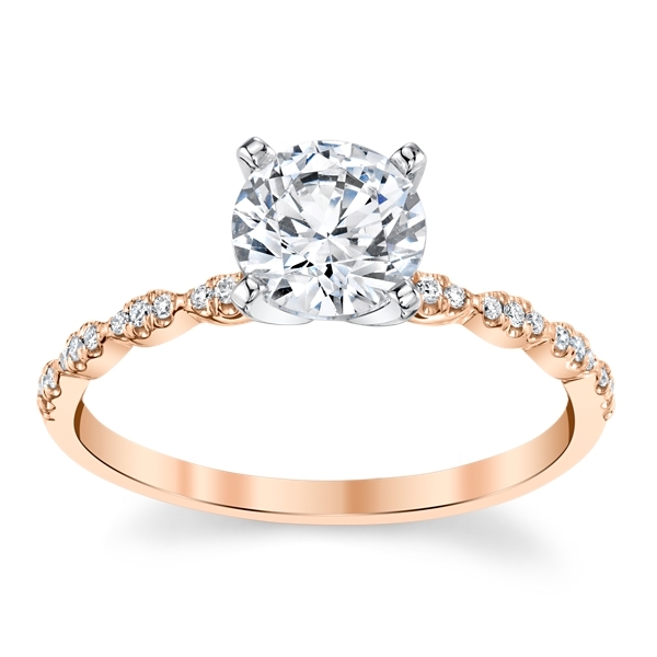 Coast Diamond 14k Rose and 14k White Gold Diamond Engagement Ring Setting .08 ct. tw.