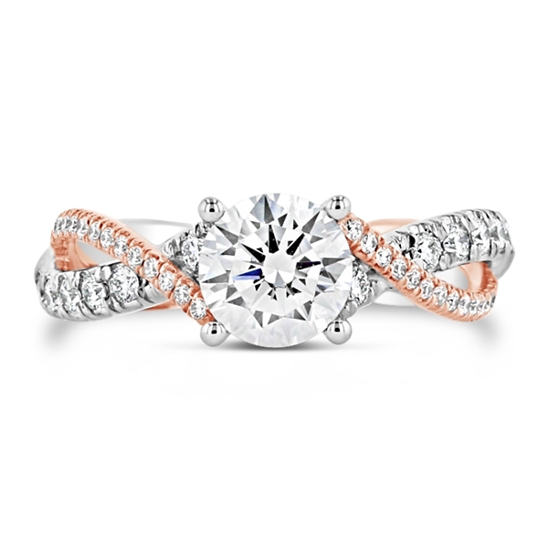 Gabriel & Co. 14k White Gold and 14k Rose Gold Diamond Engagement Ring Setting 3/8 ct. tw.
