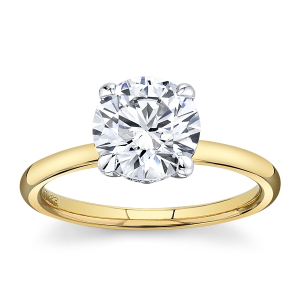 Suns and Roses 14k Yellow Gold and 14k White Gold Diamond Engagement Ring Setting .06 ct. tw.
