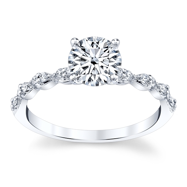 Gem Quest Bridal 14k White Gold Diamond Engagement Ring Setting 1/8 ct. tw.