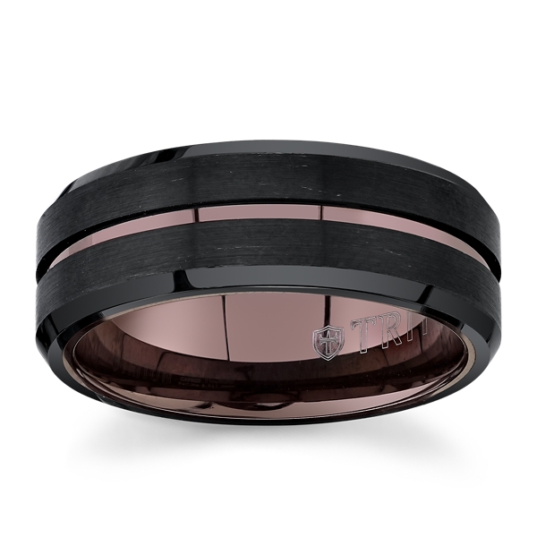 Triton Espresso Tungsten Carbide and Black Tungsten Carbide 8 mm Wedding Band