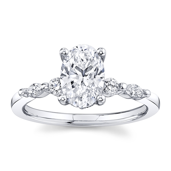 Suns and Roses 14k White Gold Diamond Engagement Ring Setting 1/4 ct. tw.