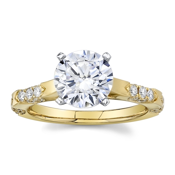 Divine 14k Yellow Gold and 14k White Gold Diamond Engagement Ring Setting 3/8 ct. tw.