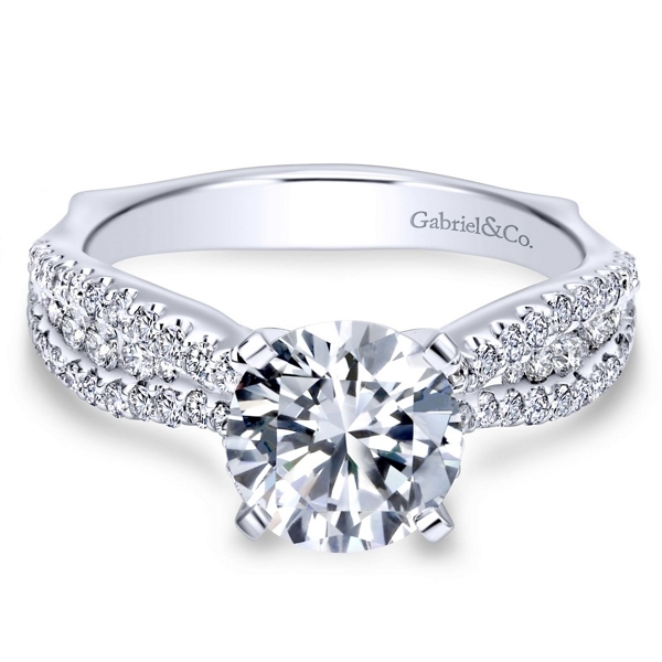 Gabriel & Co. 14k White Gold Diamond Engagement Ring Setting 1/2 ct. tw.