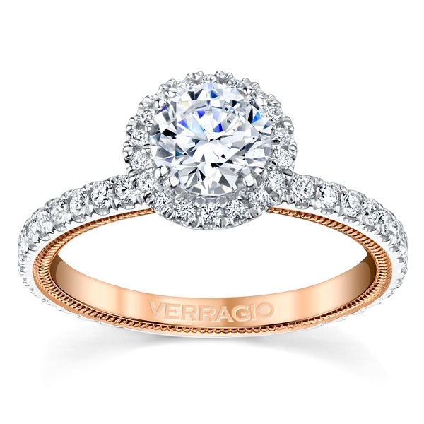 Verragio 14k White Gold and 14k Rose Gold Diamond Engagement Ring Setting 1/2 ct. tw.