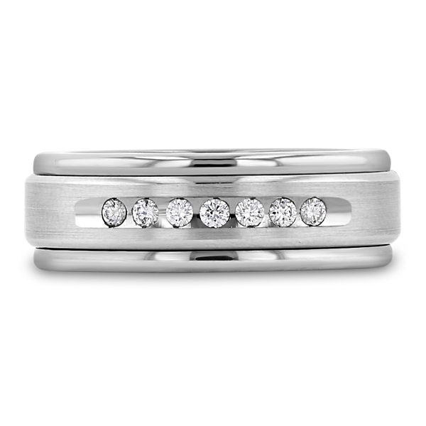 Triton Tungsten Carbide and 14k White Gold and Sterling Silver 8 mm Diamond Wedding Band 1/4 ct. tw.