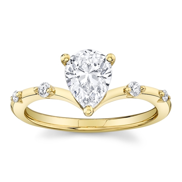 Suns and Roses 14k Yellow Gold Diamond Engagement Ring Setting 1/10 ct. tw.