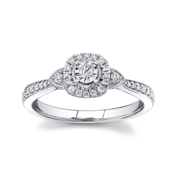 Cherish 10k White Gold Diamond Promise Ring 1/8 ct. tw.
