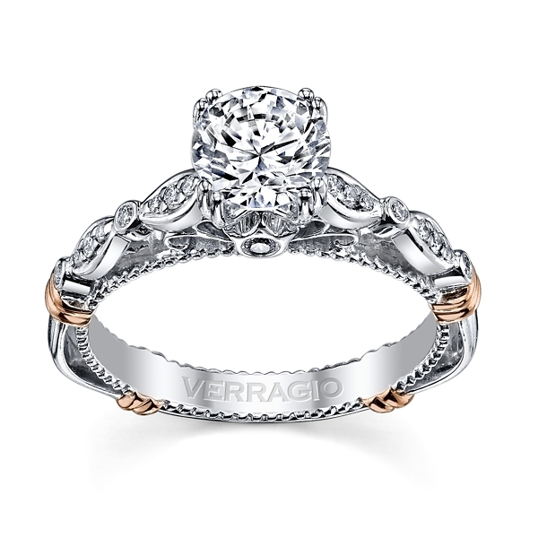 Verragio 14k White and Rose Gold Diamond Engagement Ring Setting