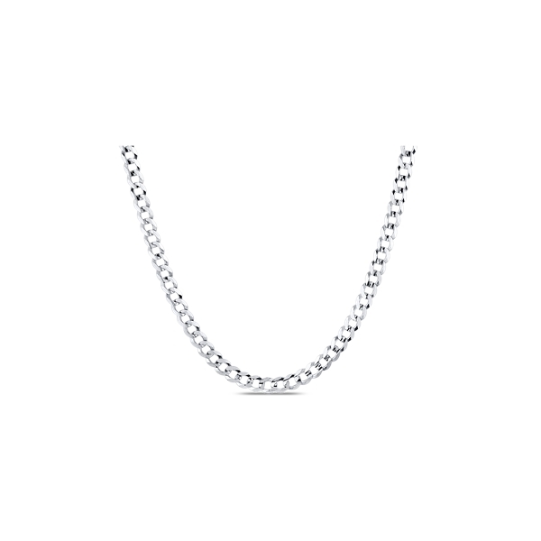 14k White Gold 22" Curb Chain Necklace